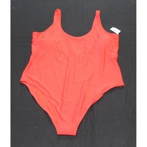 Old Navy Women's One Piece Swimsuit 3X Red Scoop Neck Plus Size NWT